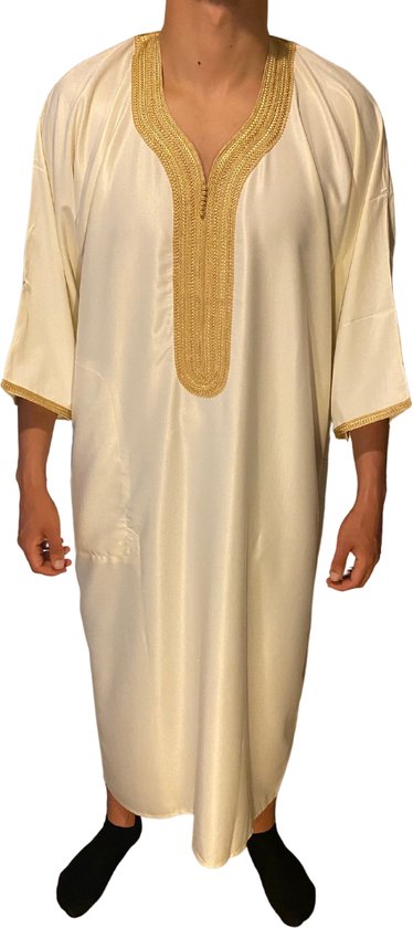 TheDjellaba - Djellaba Royale - Heren - Wit/Goud - Maat M