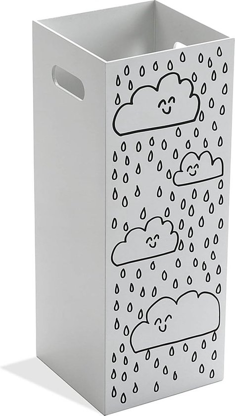 Clouds Paraplubak voor Inkomhal, Slaapkamer of Zaal, Moderne parapluhouder, Afmetingen (H x B x H) 53 x 21 x 21 cm, MDF Hout, Kleur Wit en grijs
