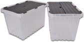 Set van 2 Stapelbare Opbergboxen 25 Liter | Transparant, Waterdicht en met Deksel | Ideaal voor Huishouden, Slaapkamer en Klussen