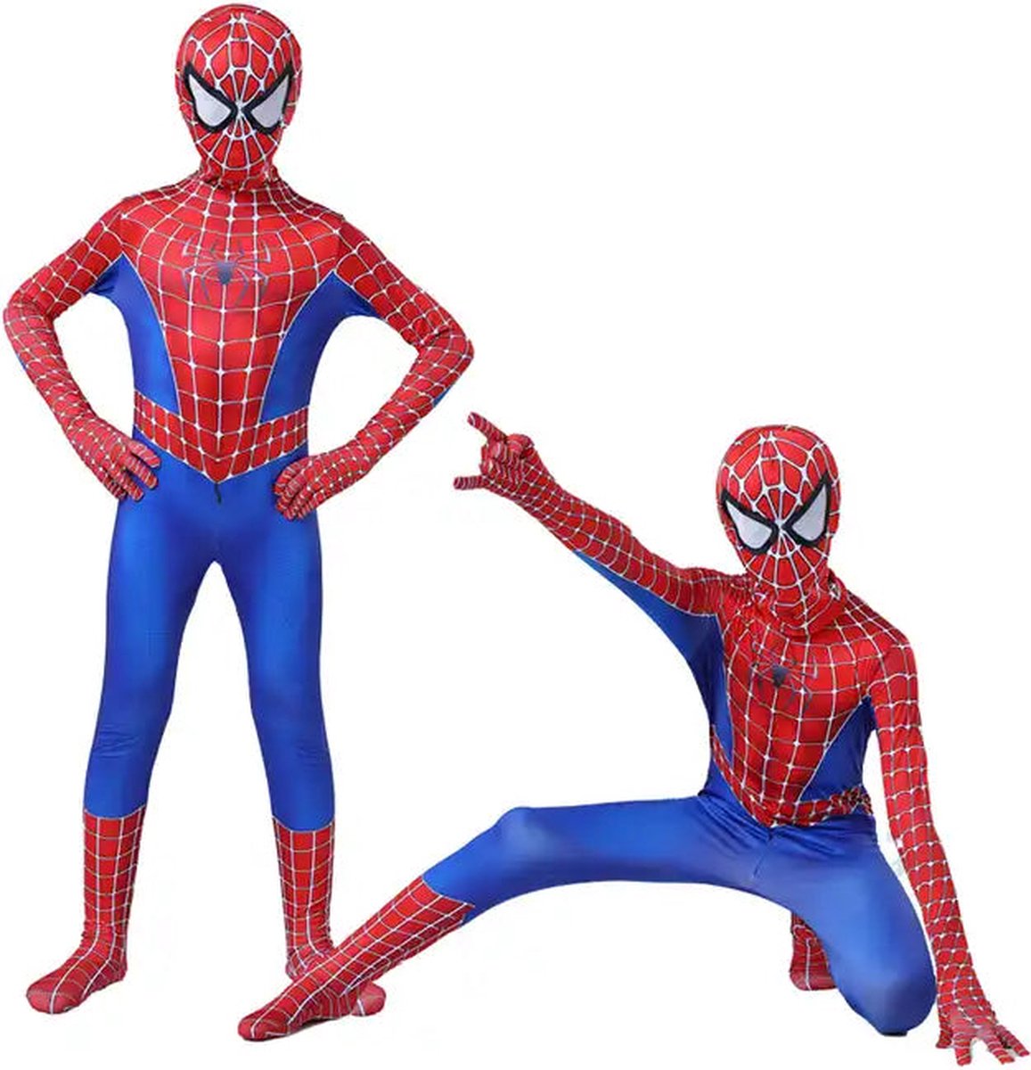 Superheldendroom - Webheld Variatie Kostuum – Rood‑Blauw – Stretch - 110/116 (4/5 Jaar) - Verkleedkleding - Superheldenpak - Actieheld - Carnaval — afbeelding 5