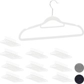 Relaxdays kledinghangers set - broekhanger - klerenhangers met stropdashouder - antislip - Wit, Pak van 100
