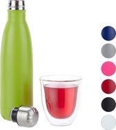 relaxdays Thermosfles - drinkfles - thermosbeker isolerend - isoleerfles - 0,5 liter groen