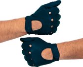Leren Handschoenen Driver - Motor & Autohandschoenen- 100% Lamsleder - Zwart Blauw - Exclusieve Autohandschoenen - Race Handschoenen - Maat S