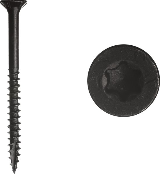 Wovar Zwarte Schroeven Verzinkt 4 x 50 mm Torx 20 met Snijpunt | 100 Stuks | Houtschroeven - Wovar