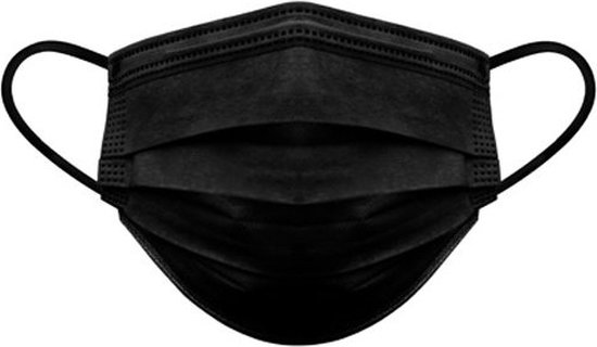 50 stuks Zwarte mondkapjes mondmaskers 3 laags met elastiek - Merkloos