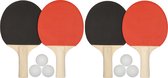 Adorestore Tafeltennis set - 4 Tafeltennisbatjes - 6 Ping Pong Ballen