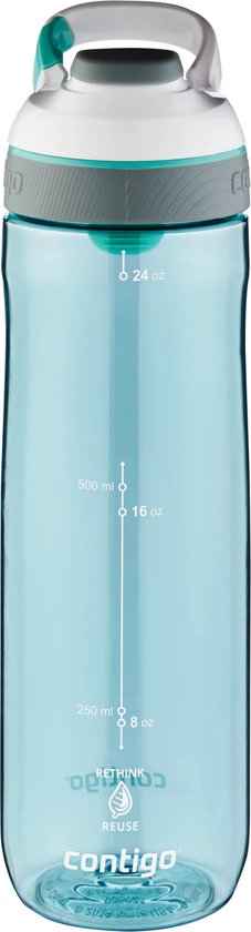 Bouteille d'eau Contigo Cortland Autoseal | Grande gourde sans BPA de 720 ml | Bouteille de sport | Bouteille anti-fuite | Idéal pour École, la salle de sport, le cyclisme, la Course à pied, la Marche. | Jade grisé