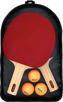 STAG 1 Star Tafeltennis Set 2 Rackets & 3 Ballen (Zwart/Rood, Materiaal-Hout) Comfortabele Grip | Lichtgewicht | Ideaal voor grote toernooien
