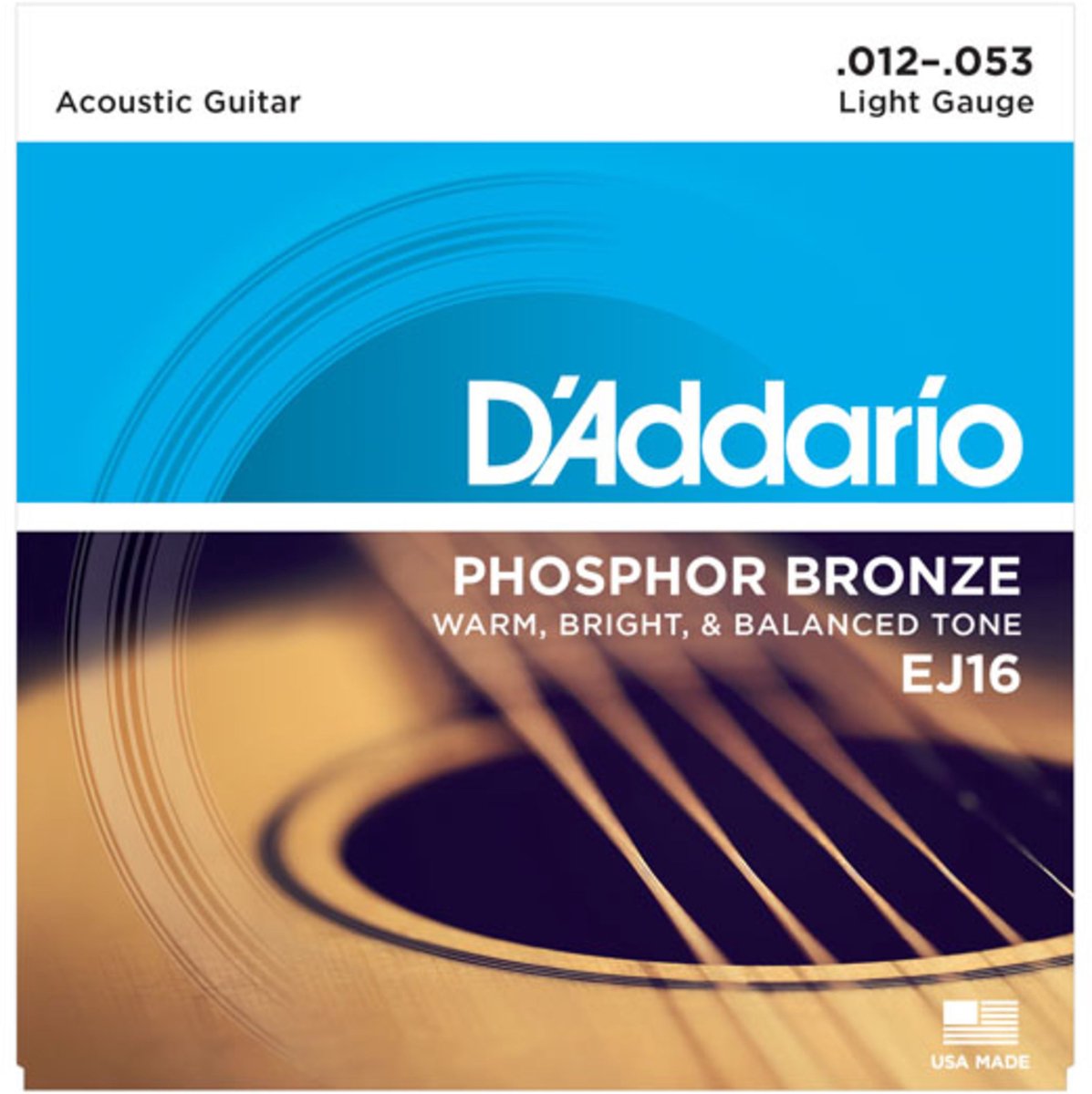 D'Addario akoestische gitaar snaren EJ16 Phosphor Bronze Light 12-53