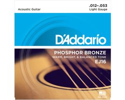 D'Addario akoestische gitaar snaren EJ16 Phosphor Bronze Light 12-53