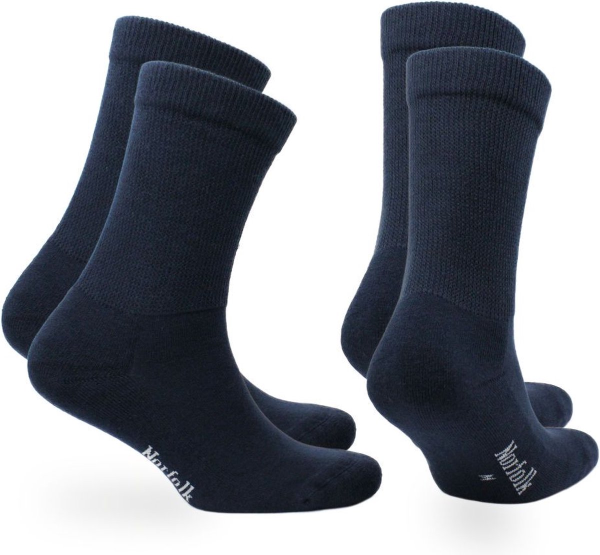 Norfolk - 2 paar - Stretch+ Extra Wijde Sokken - Katoenen Sokken met Demping - Diabetes sokken - Blauwe - 39-42 - Rio