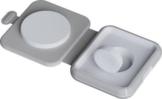 Chargeur sans fil pliable Xtorm 15 W - 2 en 1 - Convient pour iPhone, Airpods et Apple Watch - Design élégant - Grijs