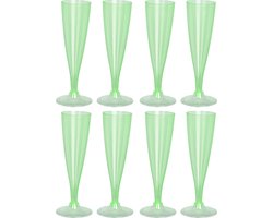 EH Prosecco/champagneglazen - 16x - groen - kunststof - 130 ml - herbruikbaar