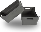 Set van 2 Grijze Opbergboxen van 11 Liter | 100% Gerecycled Plastic, Waterdicht | 23.5cm x 14cm x 34cm | Multifunctioneel voor Huishouden en Organisatie
