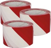 AMIG Afzetlint - 3x - rood/wit - 70 mm x 200 m - polyethyleen - markeerlint - afzettape