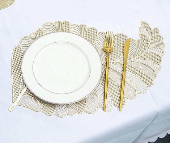 6 stuks placemats Kerstmis, ronde sneeuwvlokken placemat