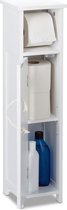 staande wc rolhouder, smalle badkamerkast, HBD: 71 x 18 x 20 cm, handgreep van touw, laag, toiletkast MDF, wit