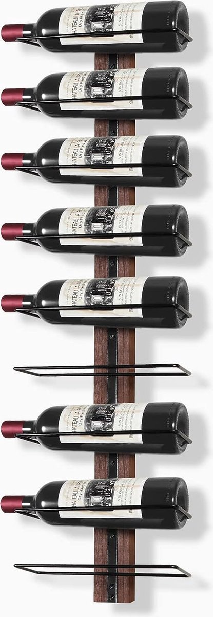 Wijnrek flessenrek wijnrek muur voor 9 wijnflessen wijnrek muur hout metaal zwart wijnrek hangend wandmontage wijnflessenrekken