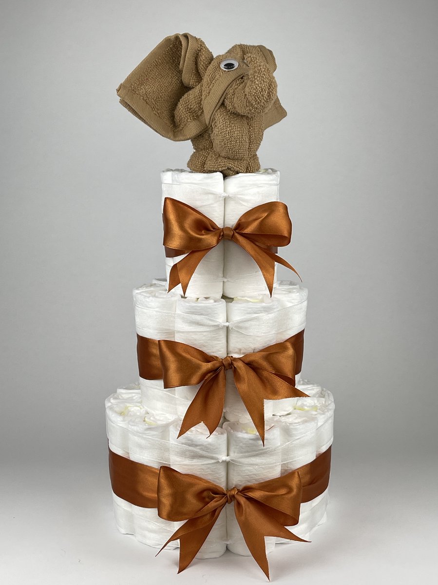 Goedkoopste Chouette-Chouette | Luiertaart Neutraal | Kraamcadeau | Geboorte Jongen Meisje | Babyshower | Olifant Sand - Koper