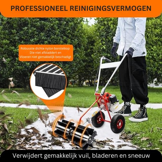Blithe- Veegmachine - Borstelmachine - Schrobmachine - Benzine Motorbezem Veegmachine - 60Cm Veeg Rol - 43CC - 1,7Pk — afbeelding 2