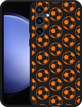 Cazy Hoesje Zwart geschikt voor Samsung Galaxy S23 FE Orange Soccer Balls