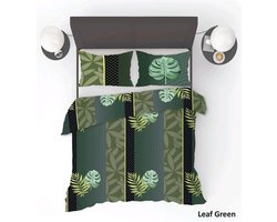 Dekbedovertrek Leaf Green 2-Persoons - 200 x 200/220 cm + 2 Kussenslopen