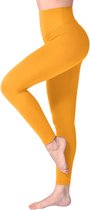Legging taille haute pour femme – Legging doux et non transparent pour le contrôle du ventre, pantalon extensible Plus taille pour entraînement, gym , Yoga – Couleur jaune – Taille S, M