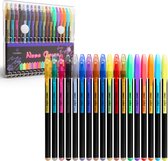 CreaBea Pen Set - Stylos roller - Stylos gel pour adultes et Enfants - 18 couleurs néon, métallisées et Glitter