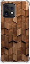 Stevig Telefoonhoesje geschikt voor Motorola Edge 40 Pro Wooden Cubes