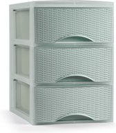 Plasticforte Caisson à tiroirs/organiseur de bureau avec 3x tiroirs - vert menthe - L18 x L25 x H33 cm
