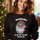 Foute kersttrui- Hohoho Als er maar wijn is- Zwarte sweater- maat S