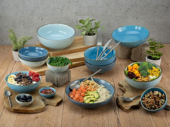 CreaTable, 23420, Serie Nature Collection Bunt, 4-teiliges Geschirrset, Müslischale, Smoothibowl aus Steinzeug, Mehrfarbig