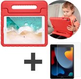 iMoshion Kidsproof Tablet Hoes Kinderen & Screenprotector Gehad Glas Geschikt voor Apple iPad 9 (2021) 9e generatie / iPad 8 (2020) 8e generatie / iPad 7 (2019) 7e generatie tablethoes - Rood