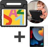 iMoshion Kidsproof Tablet Hoes Kinderen & Screenprotector Gehad Glas Geschikt voor Apple iPad 9 (2021) 9e generatie / iPad 8 (2020) 8e generatie / iPad 7 (2019) 7e generatie tablethoes - Zwart