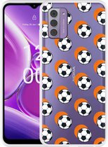 Cazy Hoesje geschikt voor Nokia G42 Soccer Ball Orange