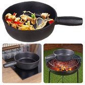 Cheqo® Barbecue Steelpan - Gietijzer - 19cm - Duurzaam en betrouwbaar - Ideaal voor groenten, vlees en vis - BBQ pan met handgreep - Ø19 cm x H7 cm - Gewicht 1,9 kg