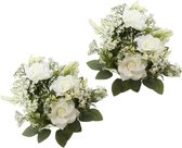 Chaks Rozen kunstbloemen boeket - 2x - wit - H41 cm