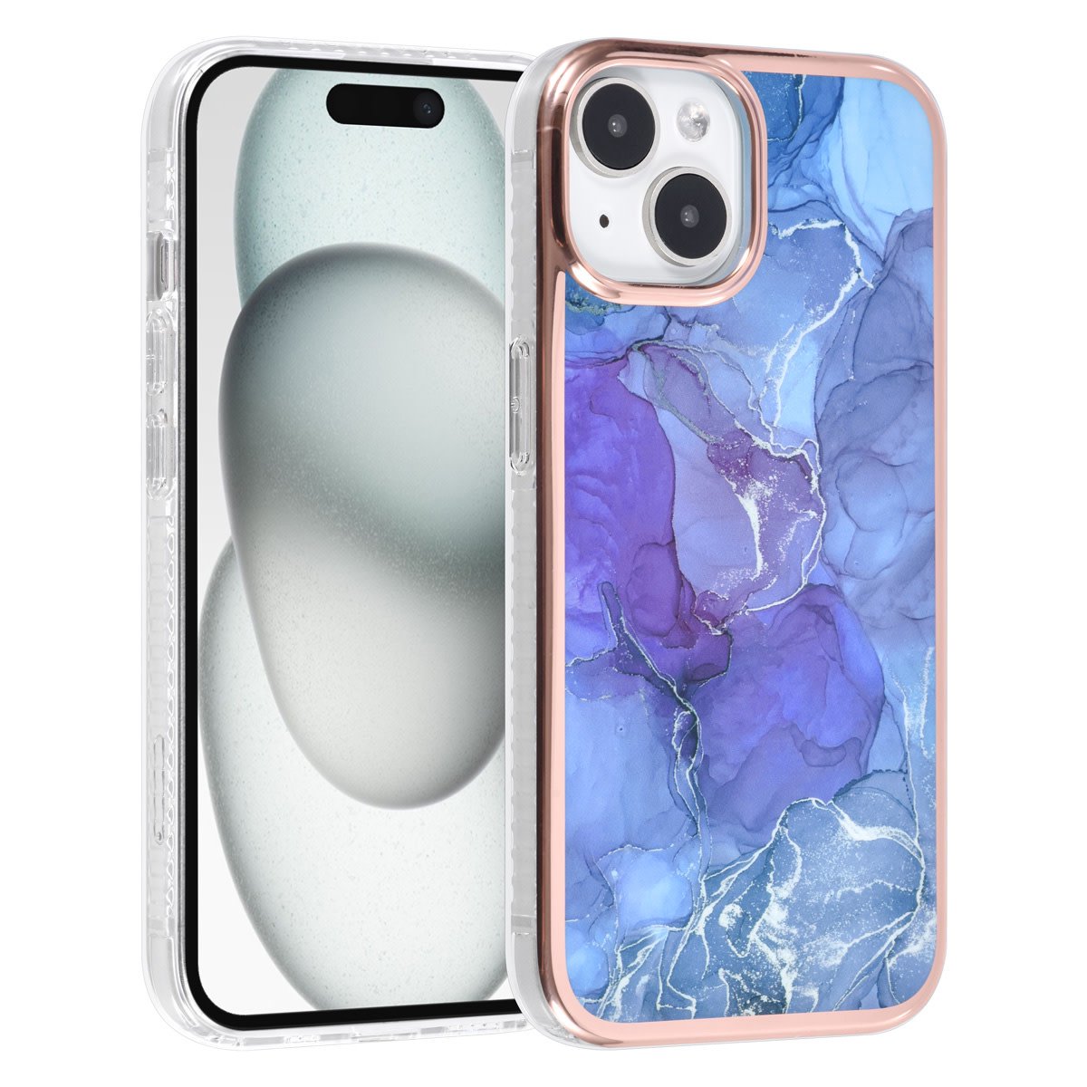 iPhone 15 pro TPU Back Cover hoesje - Marble Purple - Paars
