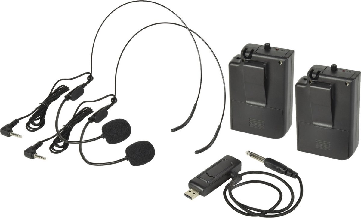 QTX U-Head dubbele draadloze USB headset UHF 863.2 - 864.8 Mhz