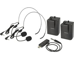 QTX U-Head dubbele draadloze USB headset UHF 863.2 - 864.8 Mhz
