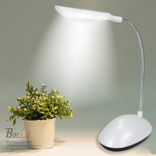 Borvat® - Verstelbare LED bureaulamp - Dimbaar - Met flexibele hals - Luxe leeslamp met arm - Bedlamp draaibaar - Flexible Desk Light