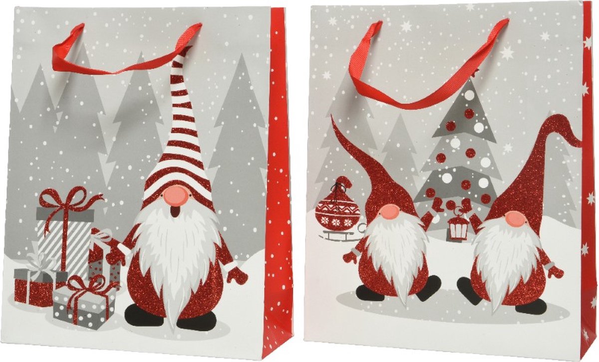 Giftbag papier l12b30h42 cm rood a2 kerst
