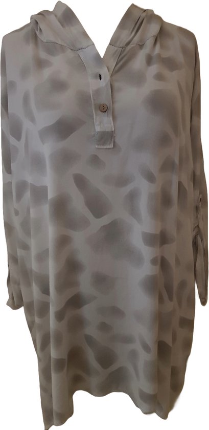 Dames top/blouses print met capuchon creme One size