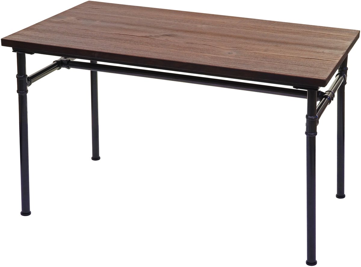Eettafel MCW-H10b, bistrotafel, metaal iepenhout industriële gastronomie MVG zwartbruin 12