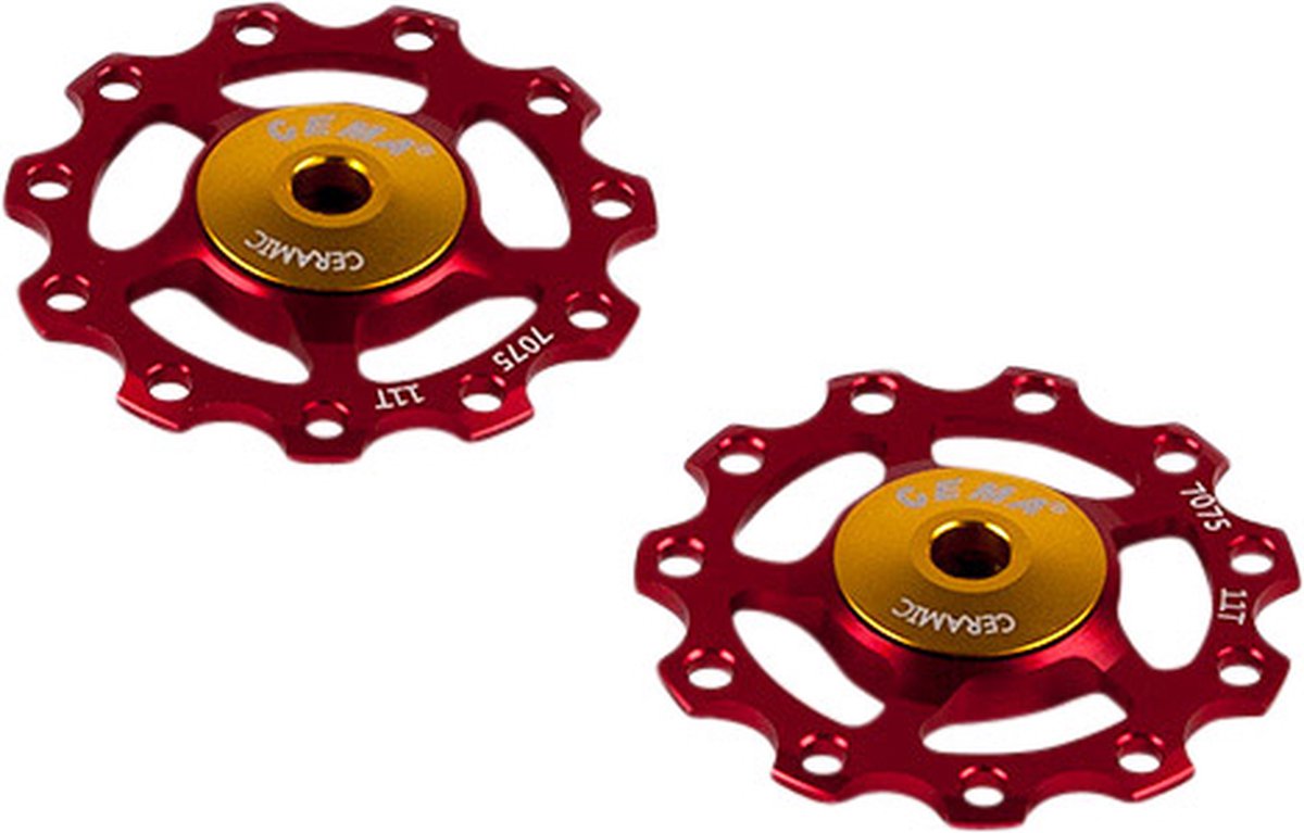 Shimano Derailleurwieltjes ALU 9/10/11V RVS-Keramisch rood