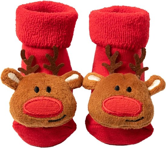 Chaussons de bébé Noël - Rouge avec Rennes - taille 0 à 12 mois -  Chaussettes Bébé... | bol