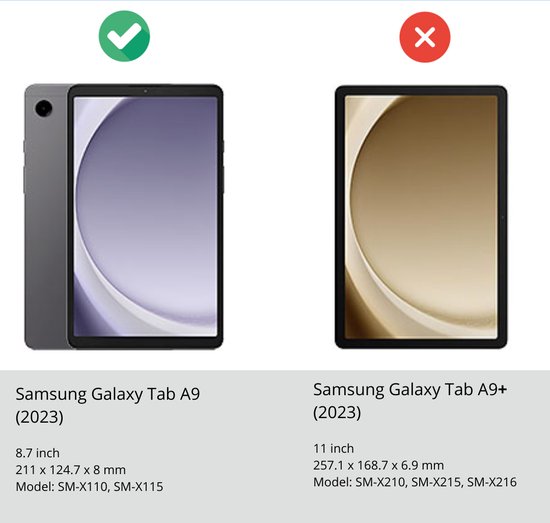 Case2go - Housse de tablette pour Samsung Galaxy Tab A9 (2023) - Housse à  trois volets