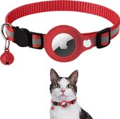 Blomz® Kattenhalsband geschikt voor Apple AirTag - One Size - Rood - Katten halsband - Tracker - Licht - Hanger