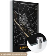 MuchoWow® Peinture sur Verre - Plan d'Etage - Carte - Noir & Or - Berlicum - Plan de la Ville - 100x150 cm - Peintures sur Verre Acrylique - Photo sur Glas