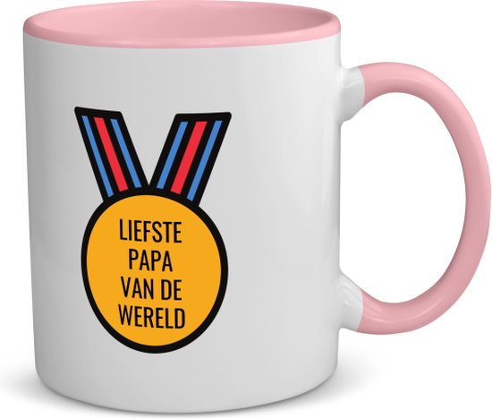 Akyol - liefste papa van de wereld koffiemok - theemok - roze - Papa - de liefste vader - vader cadeautjes - vaderdag - verjaardagscadeau - verjaardag - cadeau - geschenk - kado - gift - vader artikelen - 350 ML inhoud